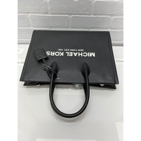 Michael Kors MK Mirella Medium Pebbled Leather Tote Bag - Black - Picture 5 of 12